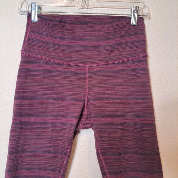 Lululemon Wunder Under Red Purple Cyber Stripe Leggings Women’s Size 8 Workout - Picture 3 of 9
